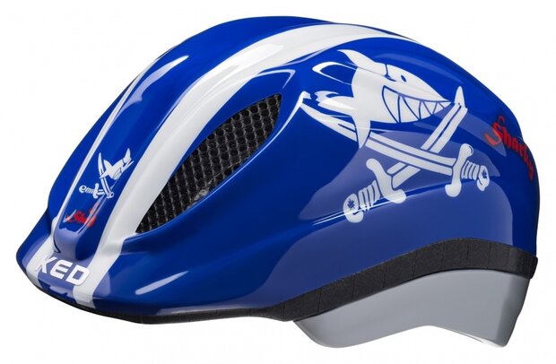 fietshelm Meggy Sharky jongens blauw/wit maat 49-55 cm