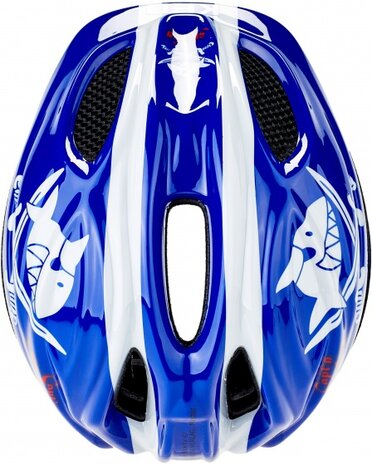 fietshelm Meggy Sharky jongens blauw/wit maat 49-55 cm