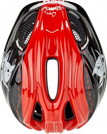 fietshelm Meggy Sharky jongens zwart/rood maat 49-55 cm
