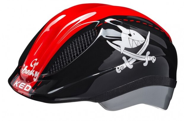 fietshelm Meggy Sharky jongens zwart/rood maat 52-58 cm