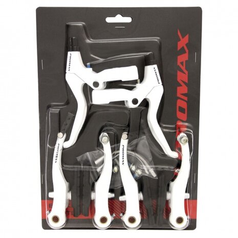 remset V-brake met remgrepen aluminium wit