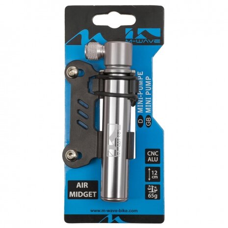 minipomp Air Midget met houder 12 cm zilver
