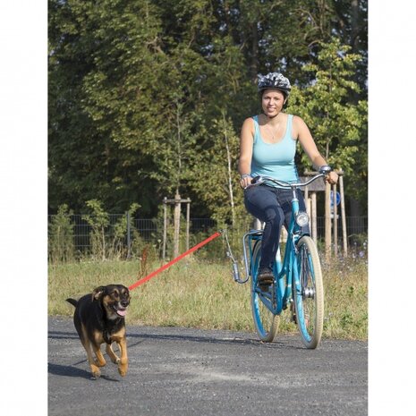 hondenlijn voor fiets met fietsbeugel 92 cm rood/zwart