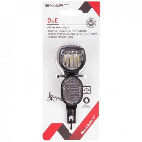 koplamp D&amp;E e-bike 6-48 V zwart