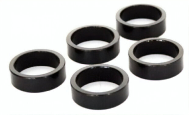spacers 1-1/8 inch 10 mm aluminium zwart 5 stuks
