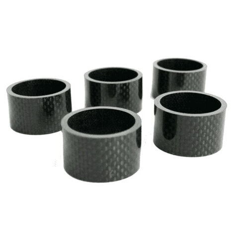 spacers 1-1/8 inch 20 mm carbon zwart 5 stuks