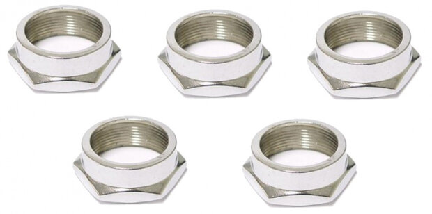 balhoofdmoer 1 inch staal chroom 5 stuks