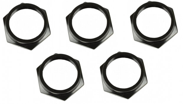 balhoofdmoer 1 inch staal zwart 5 stuks