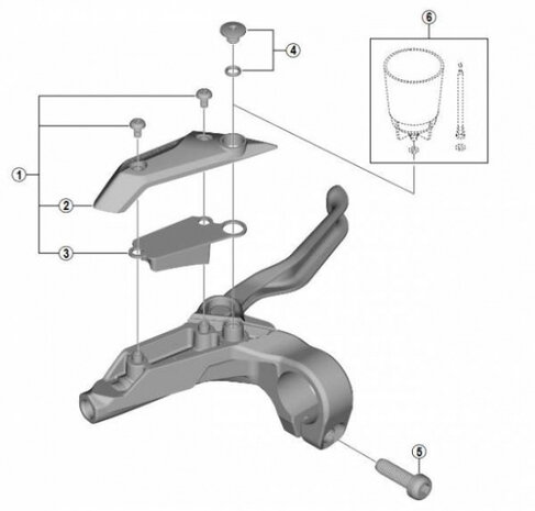 afdekkap BL-M315 Altus 14 cm links zwart 4-delig