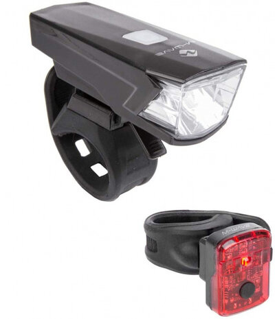 verlichtingsset Atlas 15 USB led batterij zwart/rood