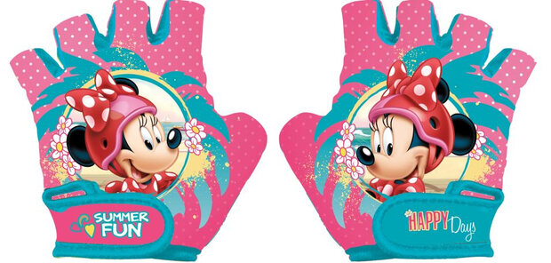 fietshandschoenen Minnie Mouse meisjes roze/blauw maat S