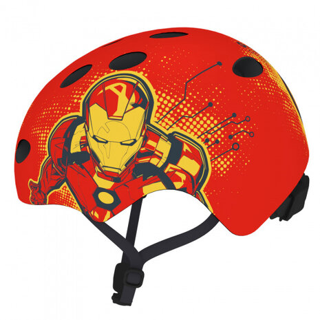 fietshelm Iron Man jongens rood maat 54/58 cm