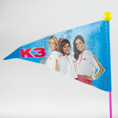 fietsvlag K3 junior 150 cm vinyl roze/geel