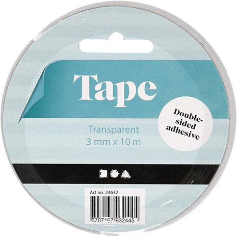 dubbelzijdig klevend tape 10 m x 3 mm zilvergrijs
