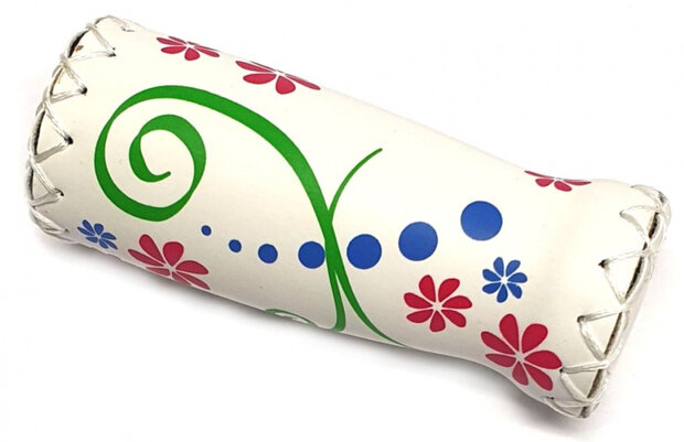 handvat Leather Look Flower 90 mm kunstleer wit per stuk