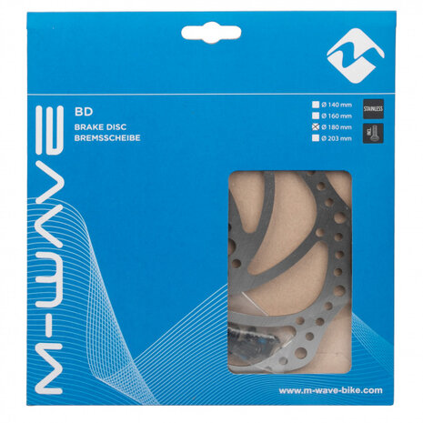 remschijf 180 mm 6 gaats RVS zilver