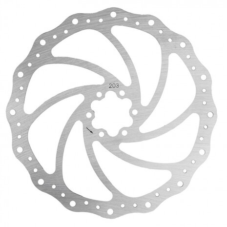 remschijf 203 mm 6 gaats RVS zilver