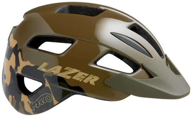 kinderhelm Gekko junior bruin/groen maat 50-56 cm