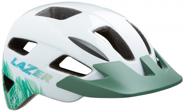 kinderhelm Gekko junior wit/groen maat 50-56 cm