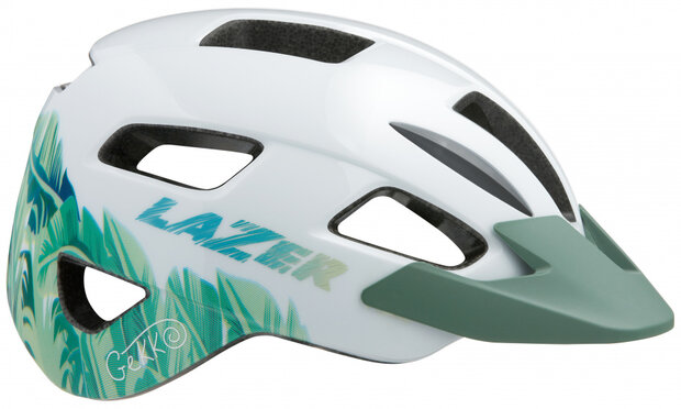 kinderhelm Gekko junior wit/groen maat 50-56 cm