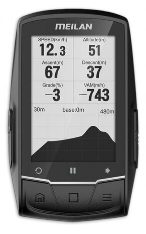 fietscomputer GPS-navigatie oplaadbaar 2,6 inch zwart