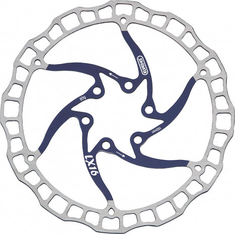 remschijf 160 mm 6 gaats staal blauw/zilver