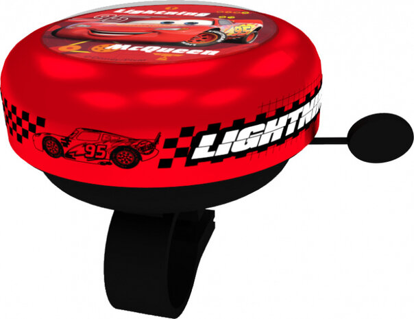 fietsbel Cars jongens 55 mm staal rood/zwart