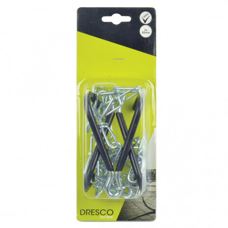fietshaken met ketting 50 cm staal zwart/zilver 2 stuks