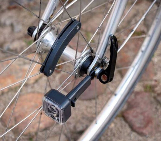 fietsverlichting AMS Flash staal rood/wit/zwart 4 delig