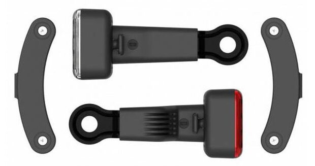 fietsverlichting AMS Constant staal rood/wit 4 delig