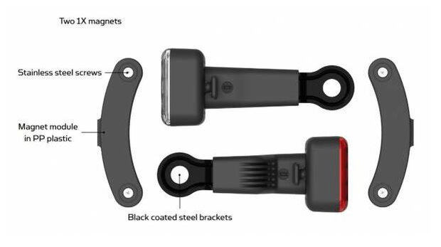 fietsverlichting AMS Constant staal rood/wit 4 delig