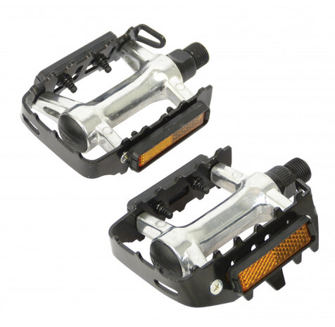 platformpedalen MTB 11 cm metaal chroom/zwart 2 stuks