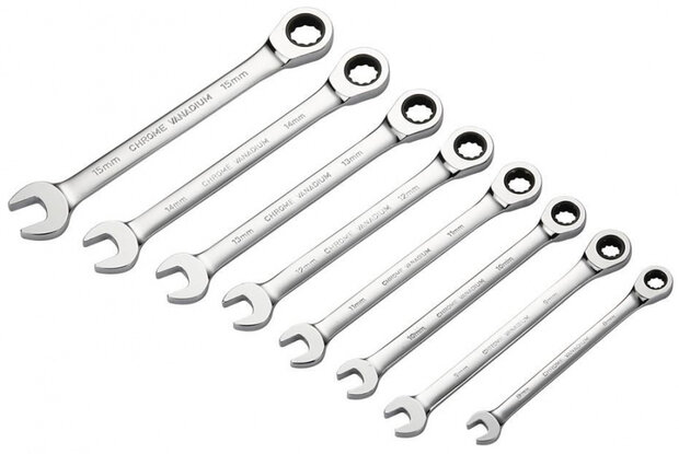 steek-/ratelsleutelset staal/polyester zwart 9-delig