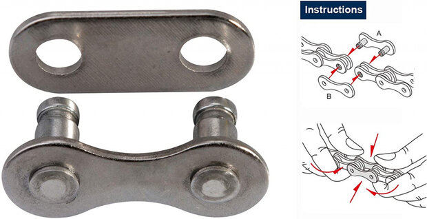 verbindingsschakel Snap-on breed 1/8 staal zilver 2 stuks