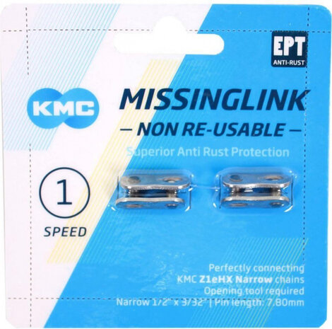 verbindingsschakel Z1ehx Nr smal 1/2 x 3/32 zilver 2 stuks