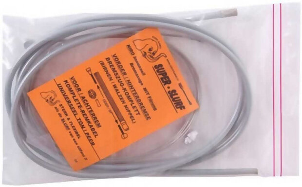 remkabels universeel 225 cm RVS/teflon zilver 2-delig