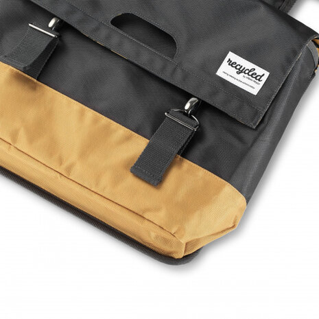 dubbele fietstas 40 liter polyetheen grijs/geel