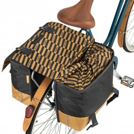 dubbele fietstas 40 liter polyetheen grijs/geel
