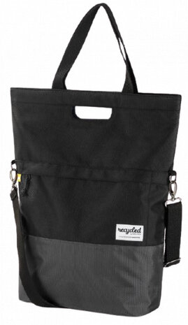 shopper fietstas 20 liter polyetheen zwart/grijs