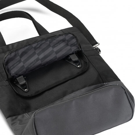 shopper fietstas 20 liter polyetheen zwart/grijs