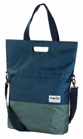 shopper fietstas 20 liter polyetheen blauw/groen