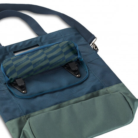 shopper fietstas 20 liter polyetheen blauw/groen