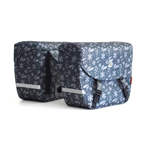 dubbele fietstas Flora 2x 19 liter 38 cm grijs