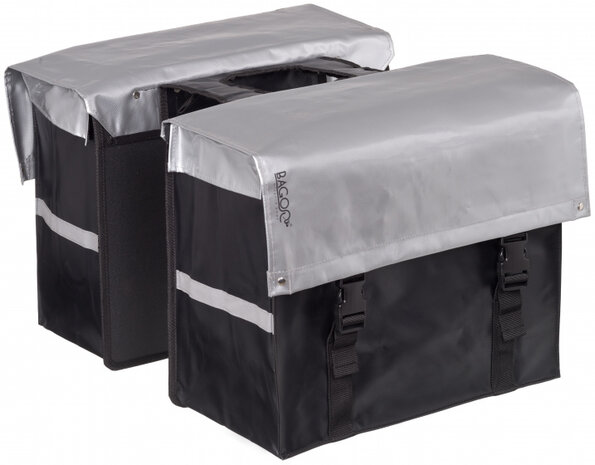 dubbele fietstas Bisonyl 58 liter zilver/zwart