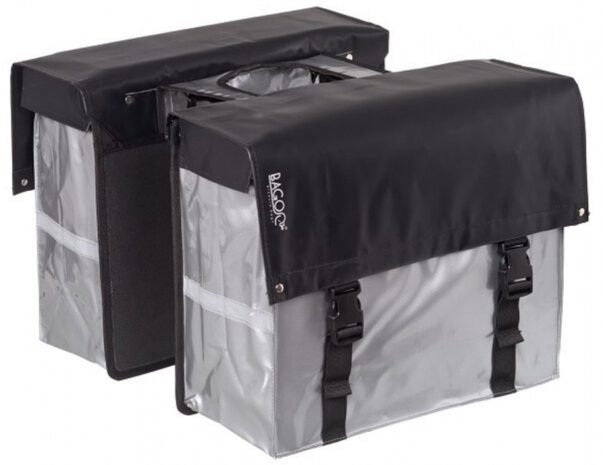 dubbele fietstas Bisonyl 46 liter zwart/zilver
