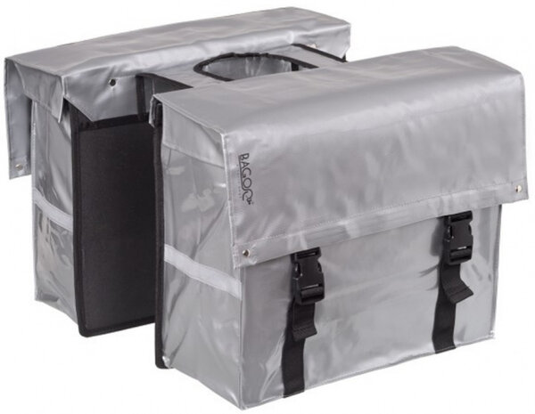 dubbele fietstas Bisonyl 46 liter zilver