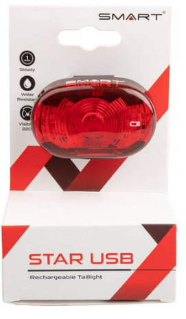 achterlicht Star led oplaadbaar rood/zwart