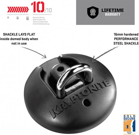 vloer-/muuranker Stronghold 19 cm staal zwart/zilver