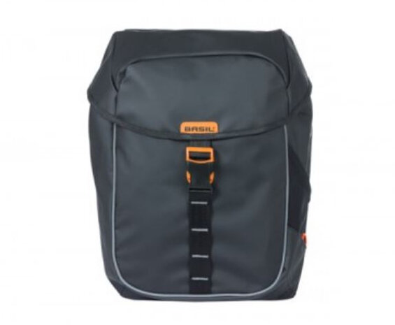 fietstas dubbel Miles 34 liter PVC zwart/oranje - 18086