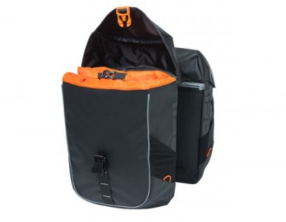 fietstas dubbel MIK Miles 34 liter zwart/oranje - 18112